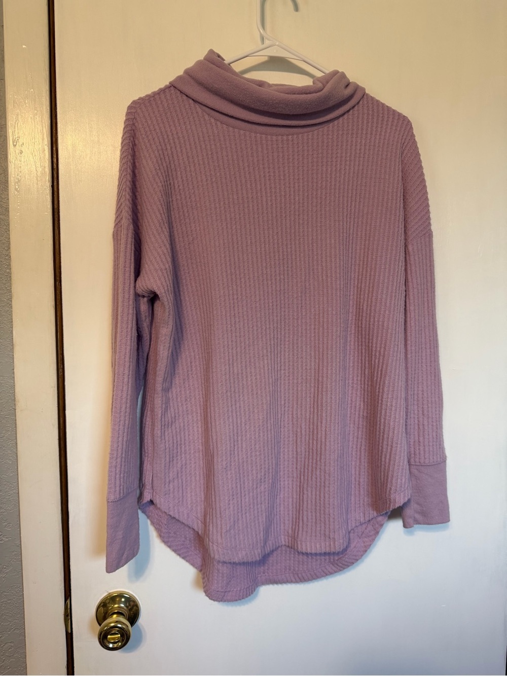 Time and Tru Lavender Waffle Knit Cowl Neck Sweater